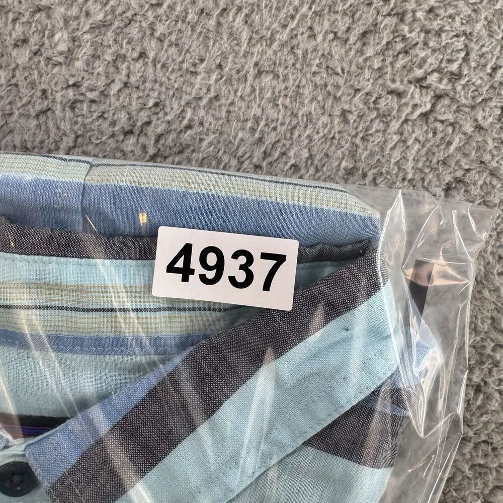 Patagonia Shirt Mens L Blue Striped Short Sleeve Button‎ Up Organic Cotton - Picture 8 of 8